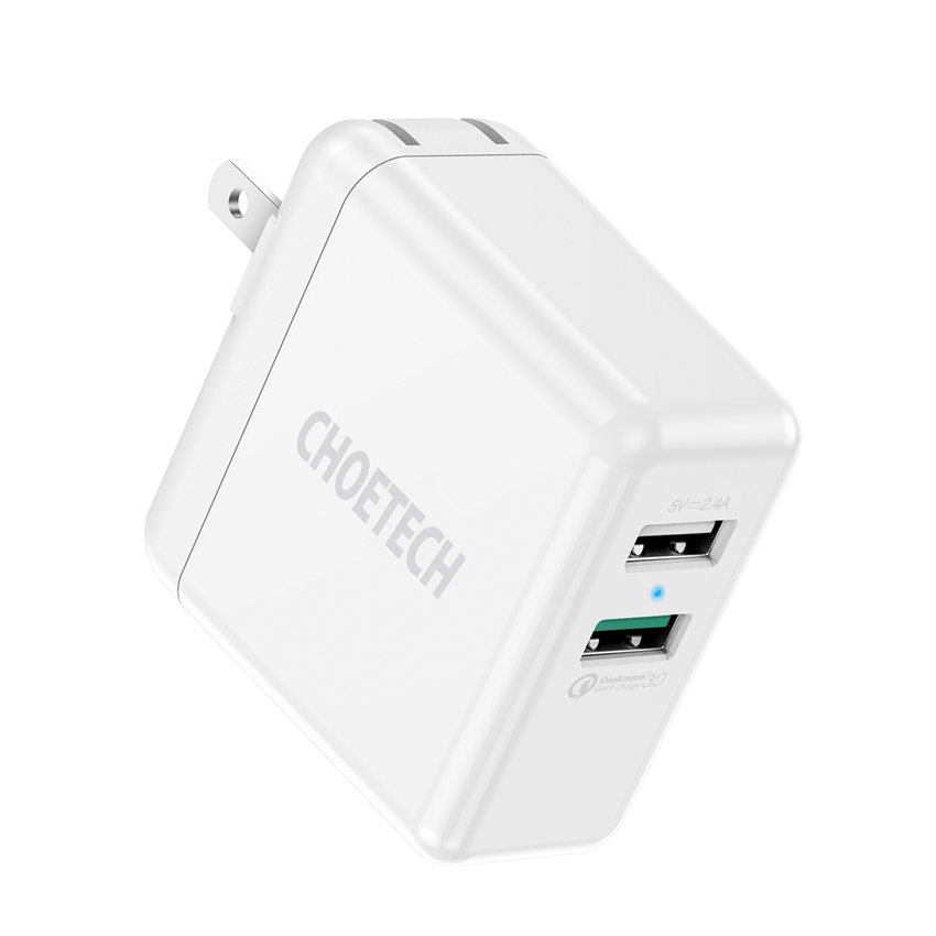 CHOETECH Q3006 30W USB-A Wall Fast Charging For 7/7 Plus/6S/6S Plus/6 Plus/6/SE (2020)/ 11/ 11Pro/11ProMax/XsMax,/XR/ XS/X/8/8 Plus/ AirPods/Ipad///HTC/Huawei/Moto/xiao MI and More