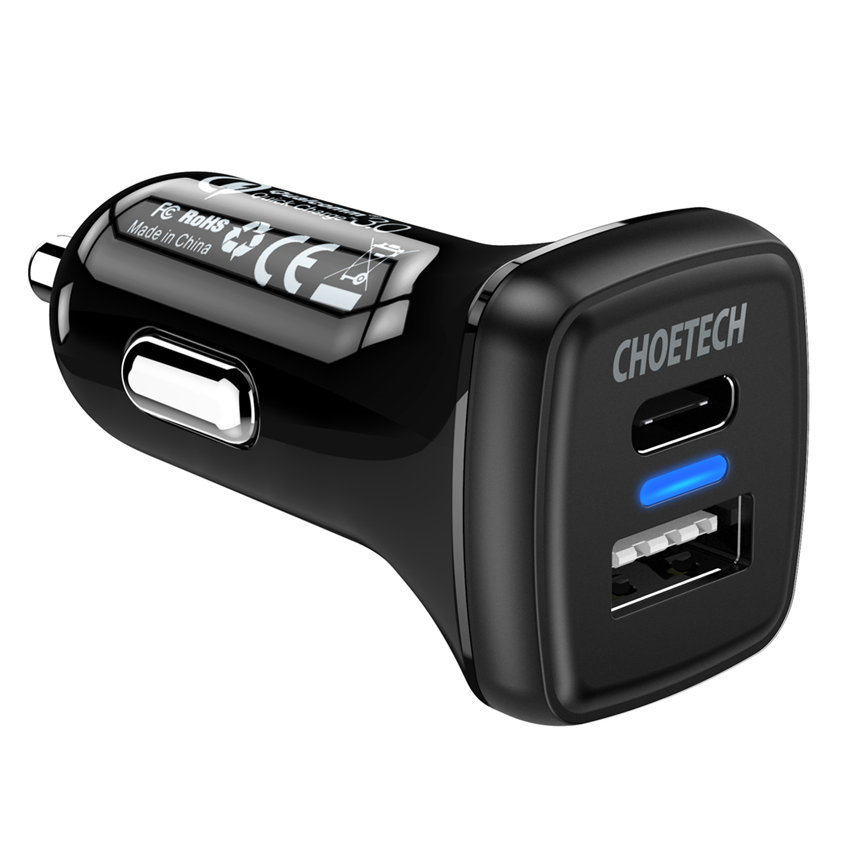 CHOETECH TC0005 CHOETECH Quick Charge 3.0 QC USB Car Charge Fast Charging For 7/7 Plus/6S/6S Plus/6 Plus/6/SE (2020)/ 11/ 11Pro/11ProMax/XsMax,/XR/ XS/X/8/8 Plus/ AirPods/Ipad///HTC/Huawei/Moto/xiao MI and More