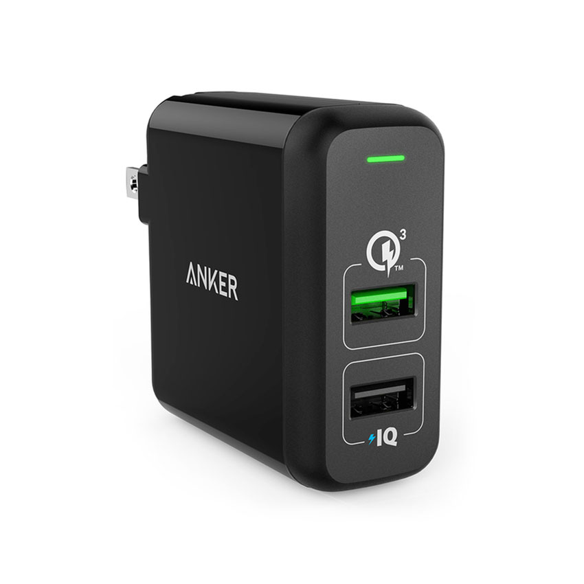 ANKER A2024 Quick Charge 3.0 31.5W Dual USB Wall Charger Fast Charging For 7/7 Plus/6S/6S Plus/6 Plus/6/SE (2020)/ 11/ 11Pro/11ProMax/XsMax,/XR/ XS/X/8/8 Plus/ AirPods/Ipad///HTC/Huawei/Moto/xiao MI and More