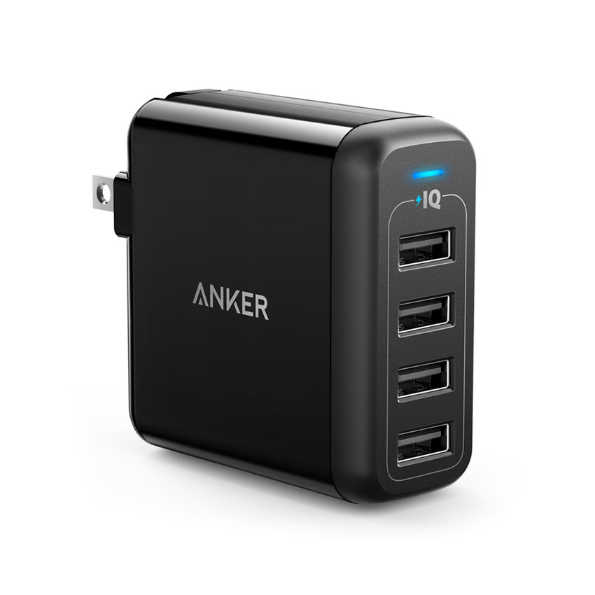 ANKER A2142 40W 4-Port USB Wall Charge Fast Charging For 7/7 Plus/6S/6S Plus/6 Plus/6/SE (2020)/ 11/ 11Pro/11ProMax/XsMax,/XR/ XS/X/8/8 Plus/ AirPods/Ipad///HTC/Huawei/Moto/xiao MI and More