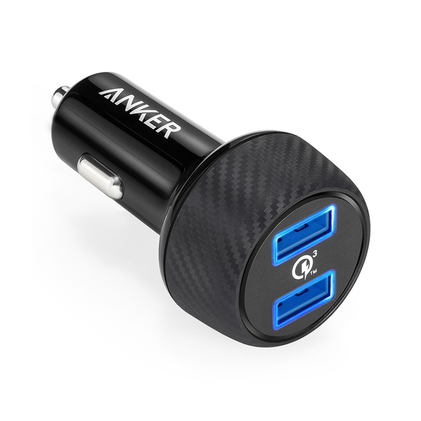 ANKER A2228 Quick Charger 3.0 39W Dual USB Car Charge Fast Charging For 7/7 Plus/6S/6S Plus/6 Plus/6/SE (2020)/ 11/ 11Pro/11ProMax/XsMax,/XR/ XS/X/8/8 Plus/ AirPods/Ipad///HTC/Huawei/Moto/xiao MI and More
