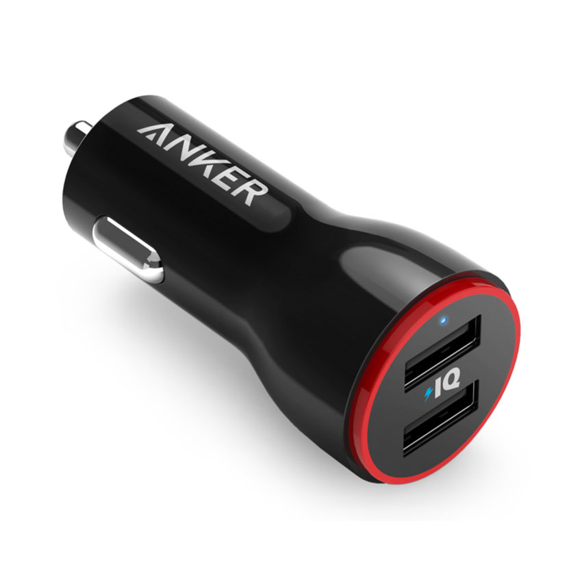 ANKER A2310 24W Dual USB Car Charger Fast Charging For 7/7 Plus/6S/6S Plus/6 Plus/6/SE (2020)/ 11/ 11Pro/11ProMax/XsMax,/XR/ XS/X/8/8 Plus/ AirPods/Ipad///HTC/Huawei/Moto/xiao MI and More